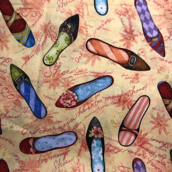 🛒 $9 Quilt Cotton Fabric Material - 1 yard Colorful Shoe Print #912 - Picture 1 of 3